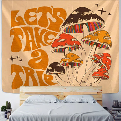 Decobites Psychedelic Mushroom Tapestry Wall Hanging for Boho Witchy Vibes