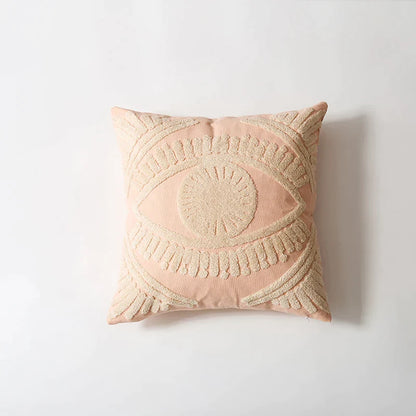DecorBites™ Embroidered Cotton Pillow Cover 45x45cm, Navy Pink Decorative Throw Pillow
