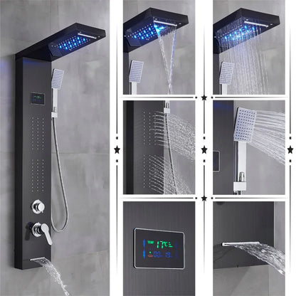 DecorBites™ LED Rainfall Shower Panel Set with Temperature Screen and Hand Sprayer