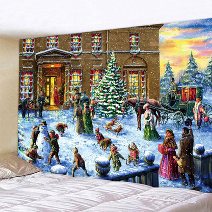 DecorBites™ Christmas Snow Forest Oil Painting Tapestry - Home Bohemian Wall Decoration