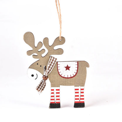 Hand painted deer Christmas Wooden Pendant Elk Xmas Tree Ornaments Hanging Decor DIY Christmas Decorations for Home 2022