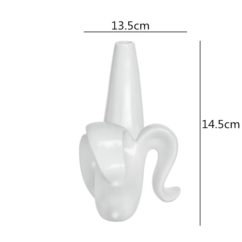ديكور بايتس™ - مزهرية سيراميك بيضاء بتصميم تجريدي، ديكور منزلي، تنسيق زهور عصري مصنوع يدويًا