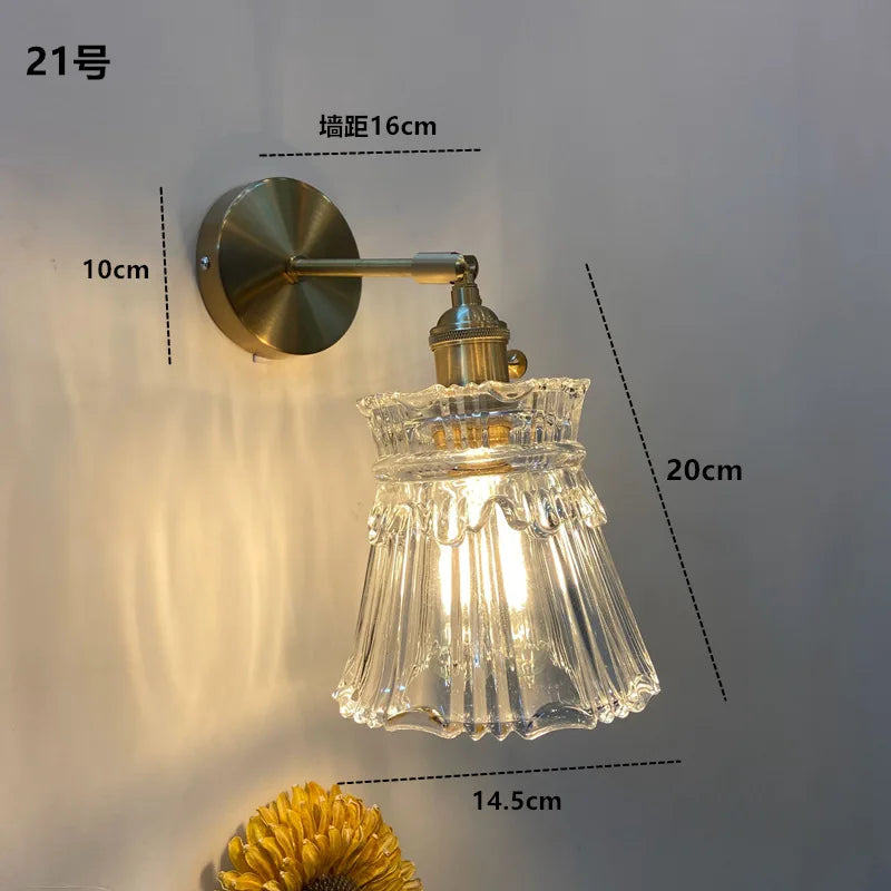 DecorBites™ Clear Glass LED Wall Sconce | Modern Copper Bathroom Mirror Stair Light