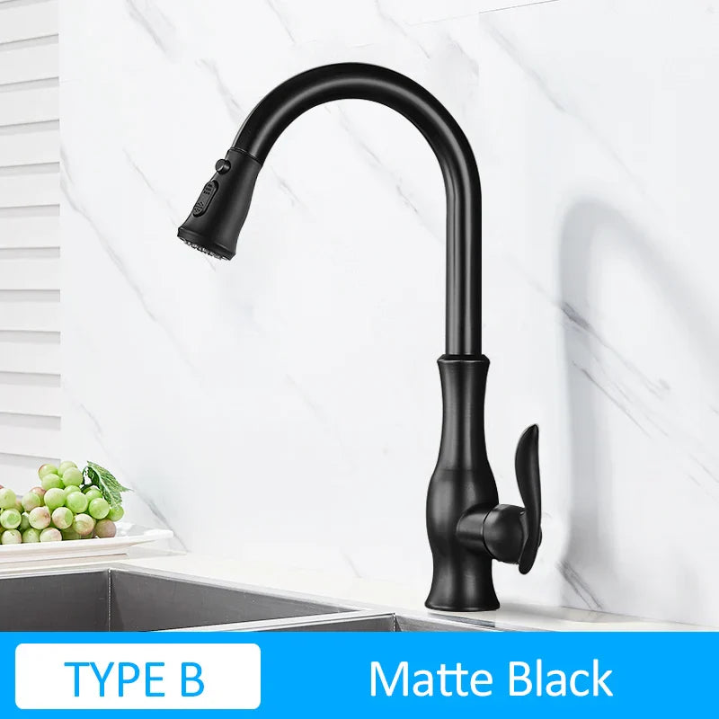 Grifo de cocina DecorBites™ dorado con caño giratorio y rociador extraíble