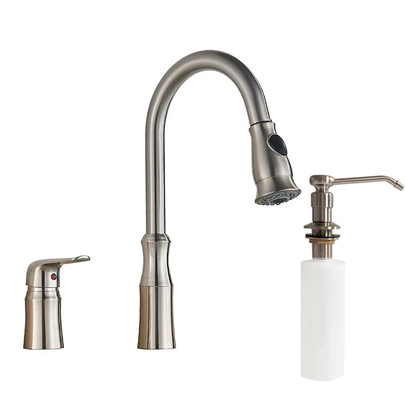 DecorBites™ Brass Black Kitchen Faucet Pull Out Mixer Taps Hot/Cold Water Cranes