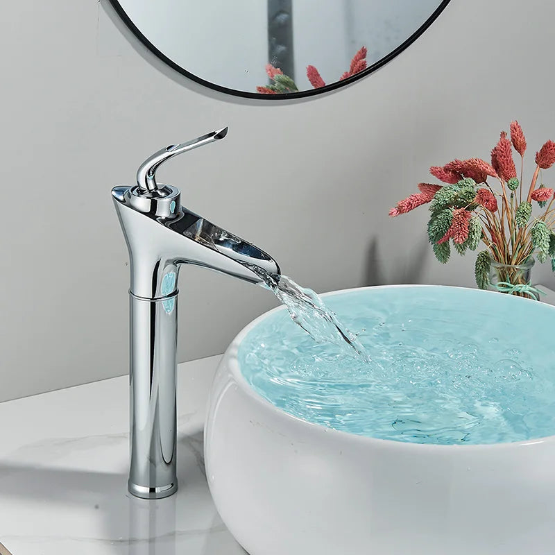 DecorBites™ Gold Waterfall Wine Glass Basin Faucet - Single Lever Bathroom Mixer