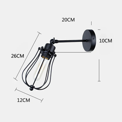 DecorBites™ Adjustable Industrial Wall Light Rustic Wire Metal Cage Sconce