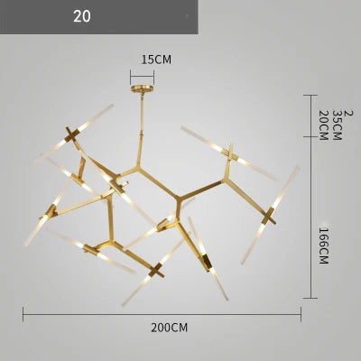 DecorBites™ Branch Suspension Pendant Light - Gold Black G9 LED Iron Glass Fixture