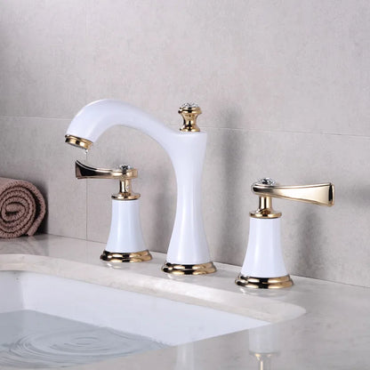 DecorBites™ Black & Gold Brass Bathroom Sink Faucets Double Handle Waterfall Faucet