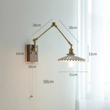 مصباح حائطي DecorBites™‎ بذراع دوارة من النحاس - مصباح حائطي LED لغرفة النوم وغرفة المعيشة