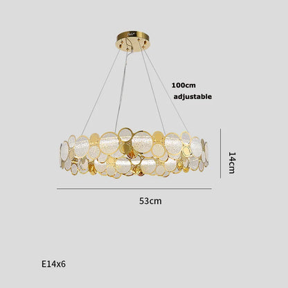 DecorBites™ Gold Iron Glass Chandelier Lighting for Dinning Room