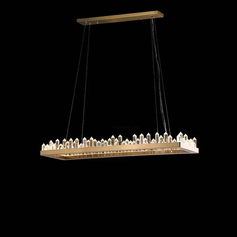 DecorBites™ Golden Crystal LED Chandelier for Modern Dining Room