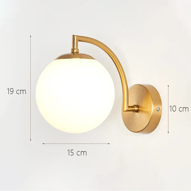 DecorBites™ Glass Shade Gold Wall Lamp for Bedroom Loft Design, Up Down Iron LED Wall Lights