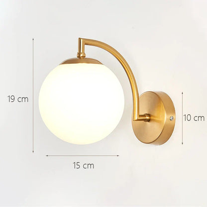 DecorBites™ Glass Shade Gold Wall Lamp for Bedroom Loft Design, Up Down Iron LED Wall Lights