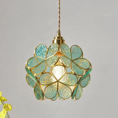 DecorBites™ Japanese Flower Glass Pendant Lights Modern LED Hanging Lamp