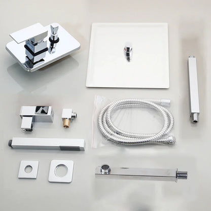 DecorBites™ 8/16 Inch Chrome Shower Set with Rainfall Head, Ceiling Mount Mixer, Brass Faucet