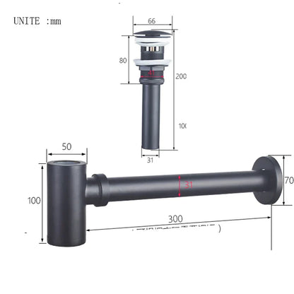 DecorBites™ Brass Basin Tap Siphon Kit, Pop Drain Deodorization, Chrome/Black/Bronze