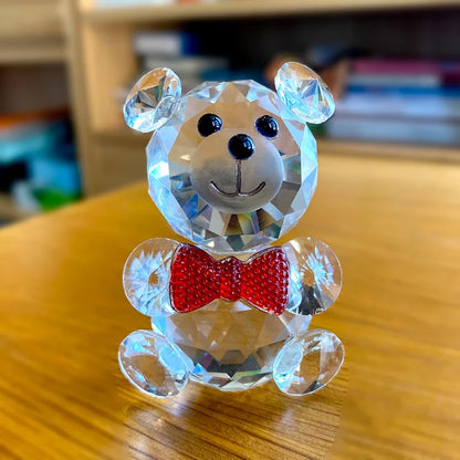 DecorBites™ Clear Crystal Teddy Bear Figurines - Glass Animal Paperweight & Home Decor