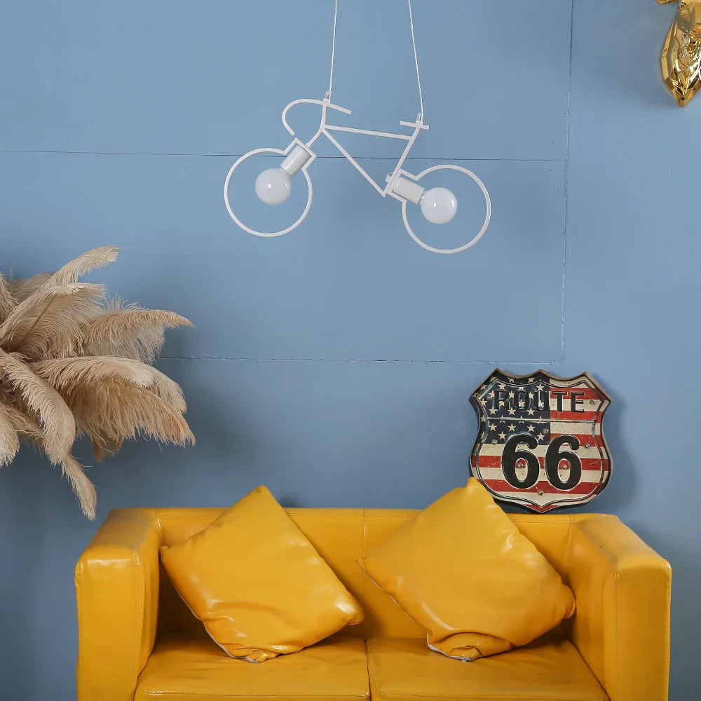 DecorBites™ Iron Bicycle Pendant Light chandelier - Industrial Ceiling Decor for Living Room