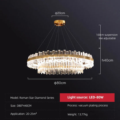 DecorBites™ Circular Double-layer Crystal Chandelier for Living Room Dining Room Led Pendant