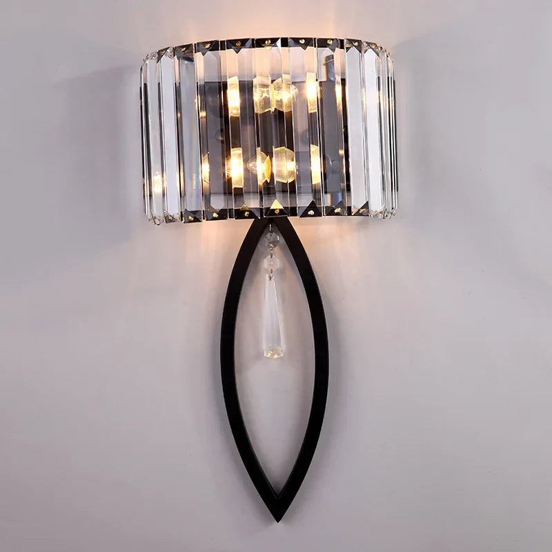 DecorBites™ Crystal LED Black Wall Lamp for Bedroom, Living Room, and Aisle