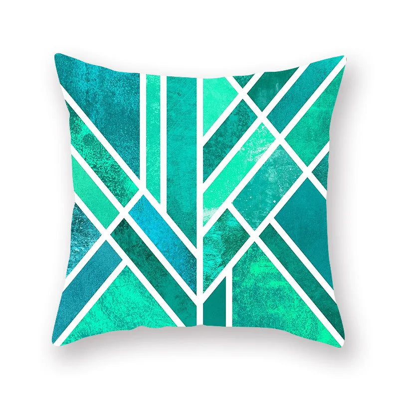 DecorBites™ Green Geometric Pillowcase - Nordic Classic Design for Home Decor and Comfort