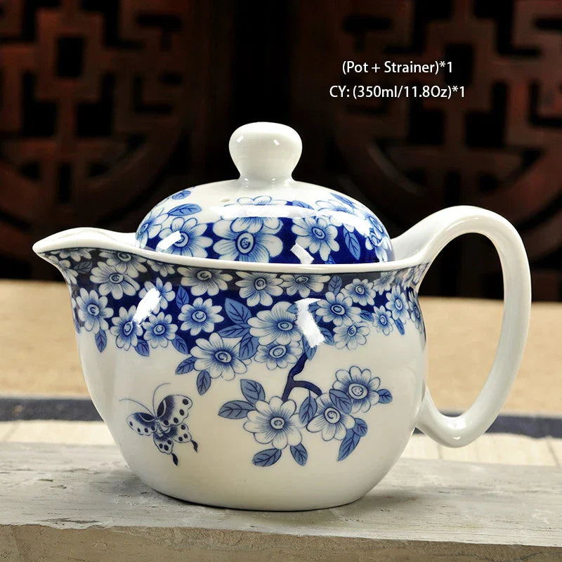 DecorBites™ Ceramic Kung Fu Teapot with Dragon Design 350ml - Handmade Porcelain Tea Pot