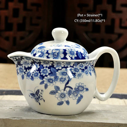 DecorBites™ Ceramic Kung Fu Teapot with Dragon Design 350ml - Handmade Porcelain Tea Pot