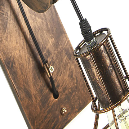 DecorBites™ Industrial Pulley Wall Lamp Adjustable Sconce Light Fixture Loft Cafe Bar