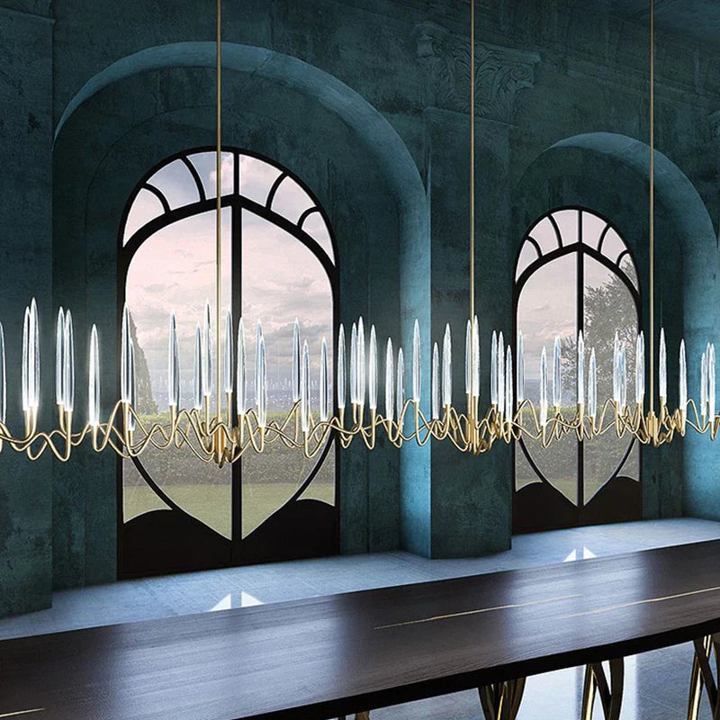 Lámpara de araña LED de cristal DecorBites™: Diseño nórdico de lujo con ramas de árbol para decoración de bodas, villas y lofts.