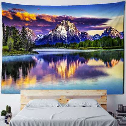 Decobites Sunrise Mountains Rivers Tapestry Wall Hanging Psychedelic Home Decor