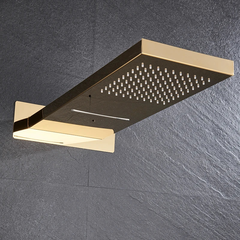 Grifo mezclador de ducha DecorBites™ dorado de 3 vías para montaje en pared con teleducha de plástico