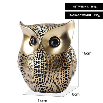 DecorBites™ Golden Owl Figurines: Resin Animal Statues for Home Decor & Gifts
