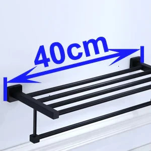 رف مناشف أسود من DecorBites™: إكسسوارات حمام من الألومنيوم مثبتة على الحائط