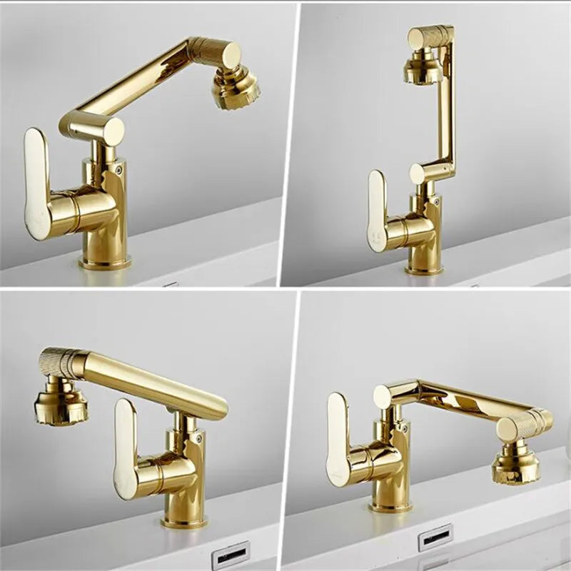 Decorbites™ Gold- und Schwarzes Badezimmer-Wasserhahn mit Heiß-Kalt-Wasser-Mischer – Deckenmontiert