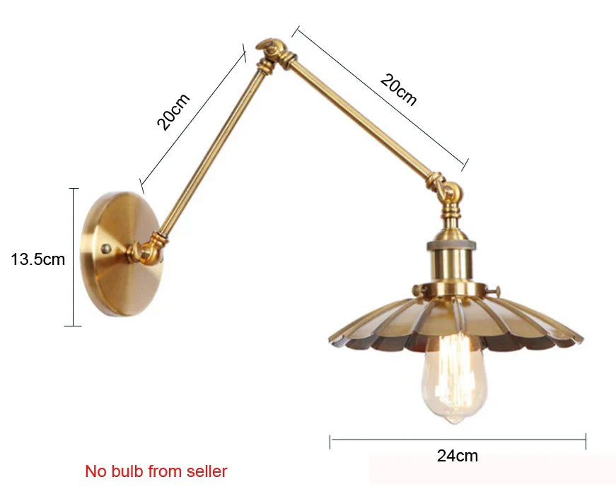 Lámpara de pared de brazo largo ajustable Gold™ Decorbites - Estilo retro con brazo flexible para hogar y restaurante