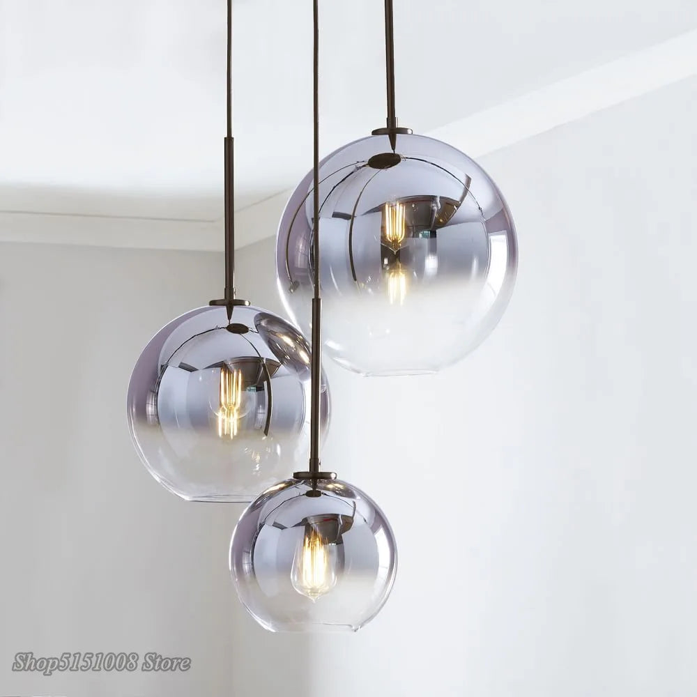Lámpara colgante LED de bola de cristal DecorBites™: Decoración moderna de cocina nórdica en plata y oro