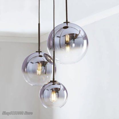 Lámpara colgante LED de bola de cristal DecorBites™: Decoración moderna de cocina nórdica en plata y oro