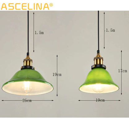 DecorBites™ Green Glass Pendant Light: Nostalgic Industrial LED Edison Hanging Lamp for Restaurant & Coffee Shop