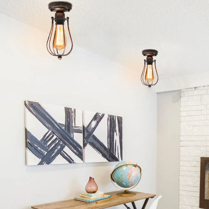 DecorBites™ Adjustable Industrial Wall Light Rustic Wire Metal Cage Sconce