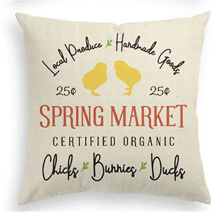 DecorBites™ Easter Rabbit Eggs Linen Pillowcase 45*45CM