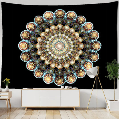 Decobites Mandala Pattern Tapestry Wall Hanging for Dark Hippie Aesthetics Room