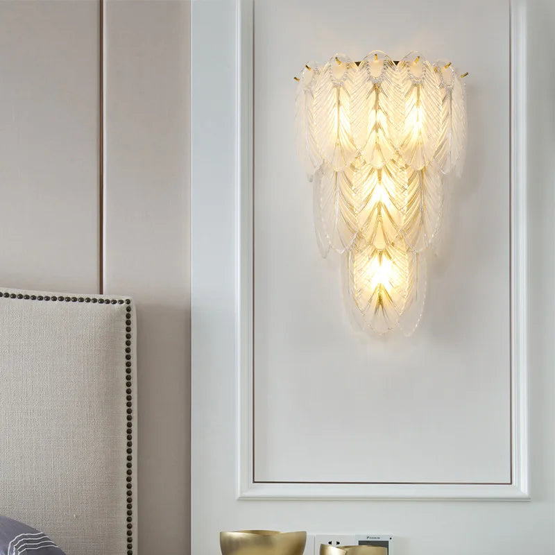 DecorBites™ Crystal Feather Wall Lamp: Modern Luxury for Bedroom, Living Room & Restaurant