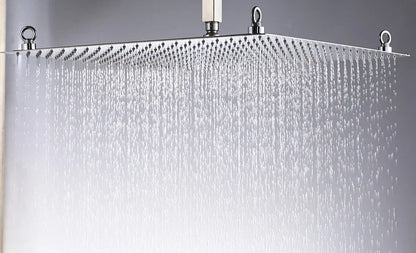 Cabezal de ducha cuadrado de lujo cromado DecorBites™ de 20 pulgadas, ultrafino, de acero inoxidable, tipo lluvia.