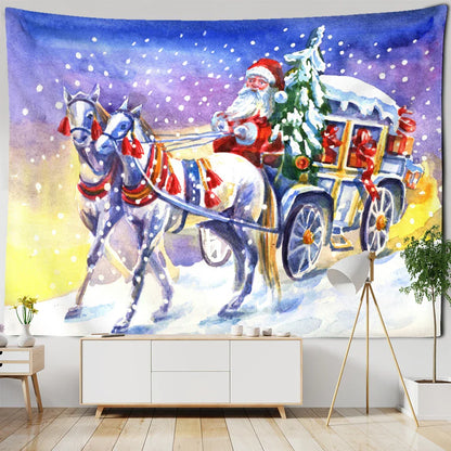 Decobites Santa Claus Sleigh Tapestry Wall Hanging Witchcraft Christmas Day Girl Home Decor