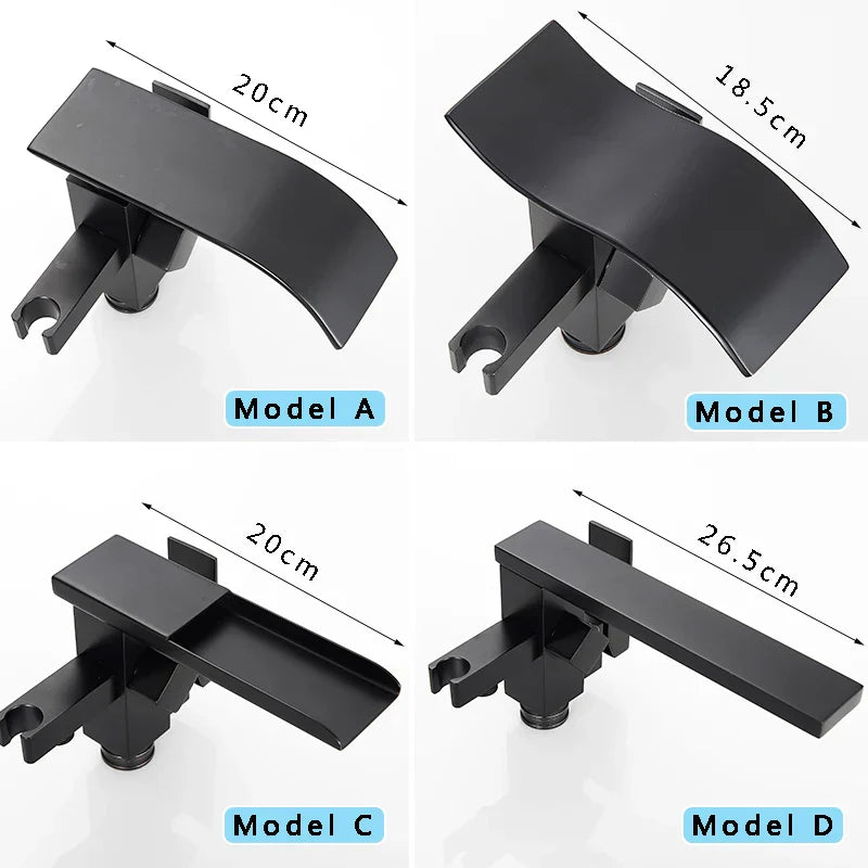 DecorBites™ Matte Black Waterfall Bathtub Shower Faucet, Floor Standing Hot Cold Mixer Tap