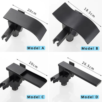 DecorBites™ Matte Black Waterfall Bathtub Shower Faucet, Floor Standing Hot Cold Mixer Tap