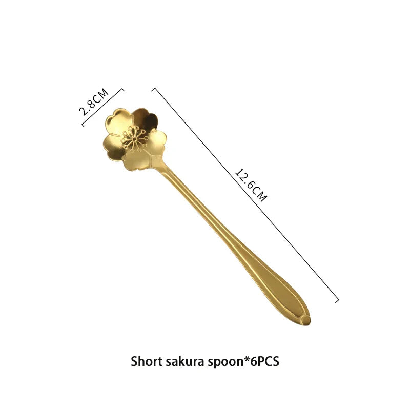 Juego de cucharillas de acero inoxidable Decorbites™ Flor de Oro para café, postres y helado