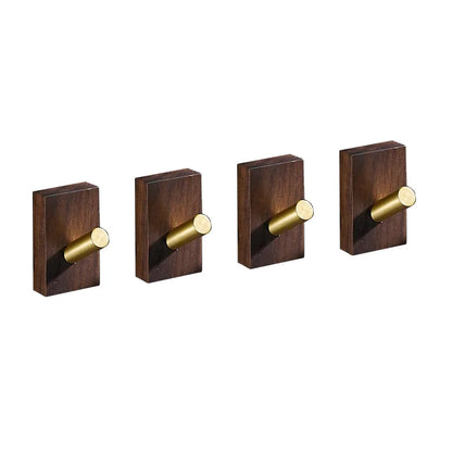 DecorBites™ Brass Brushed Gold Wall Hook for Bathroom and Kitchen with Wood Accent