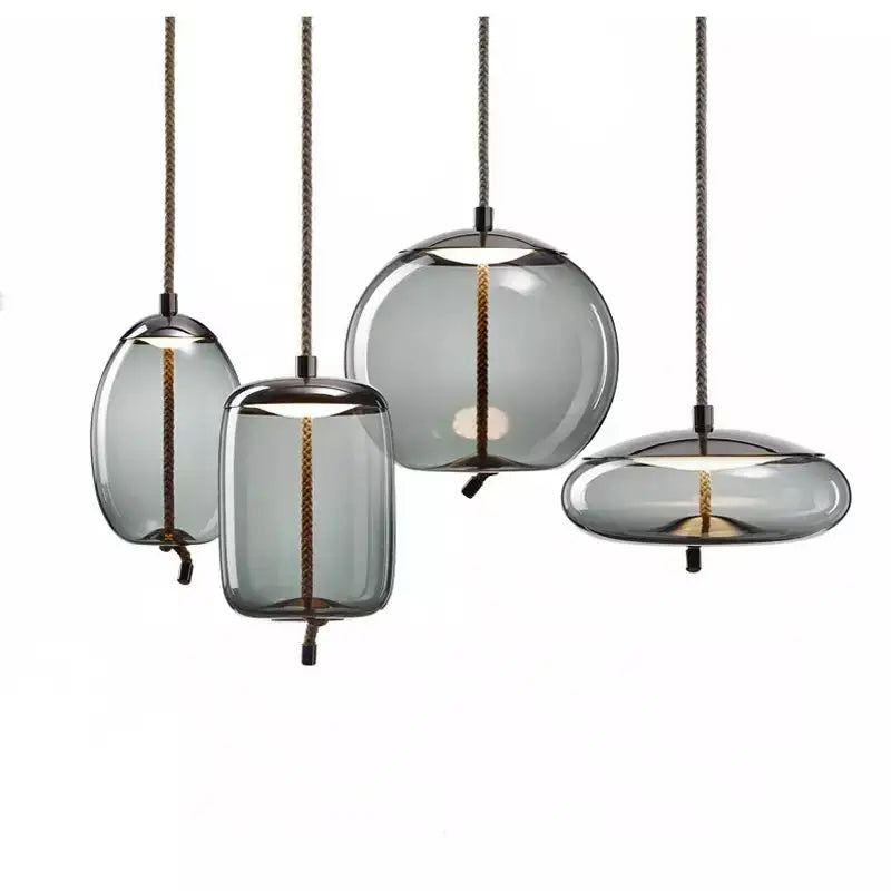 Luces colgantes de nudo de cuerda de cáñamo Decorbites™ - Lámpara colgante de vidrio suspendida